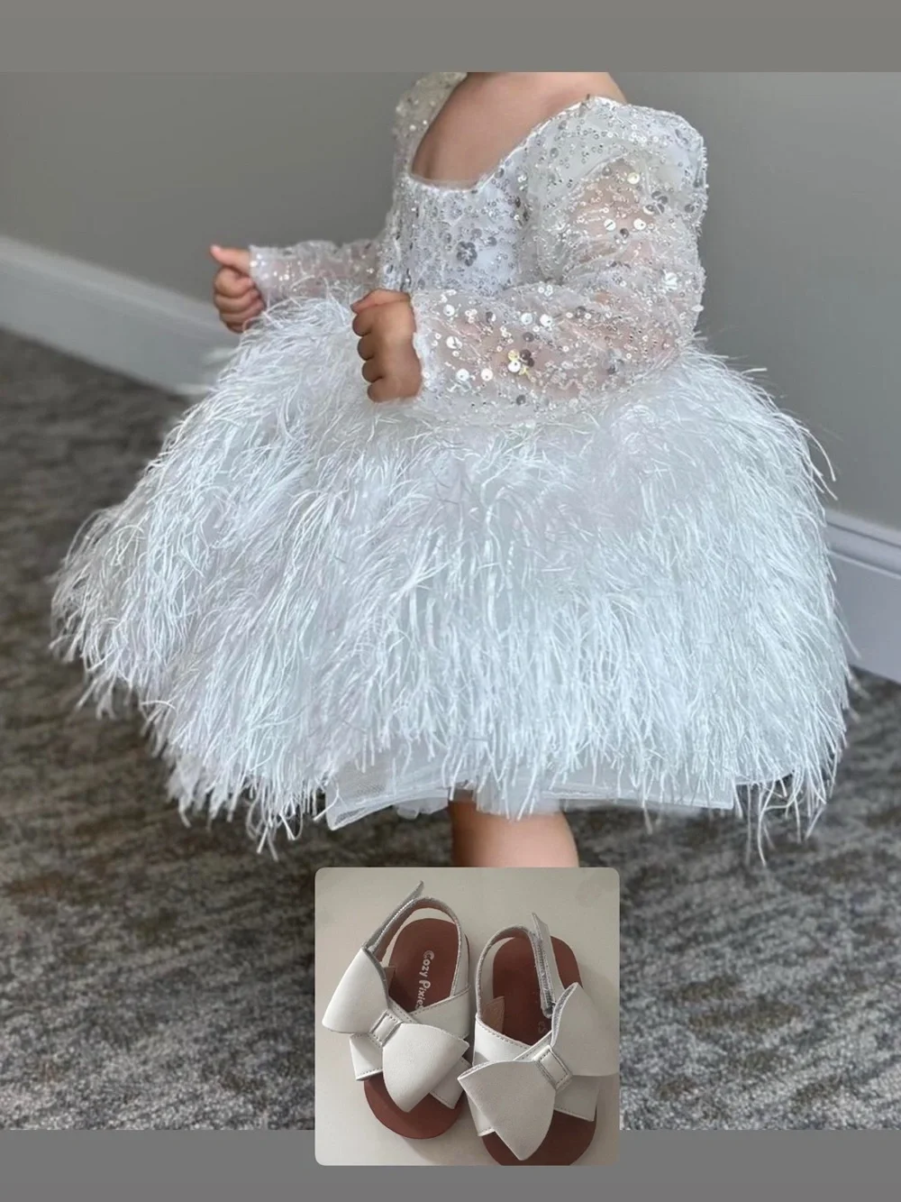 Kids White Bow Sandals - Classic Dress Shoes 18/24 months